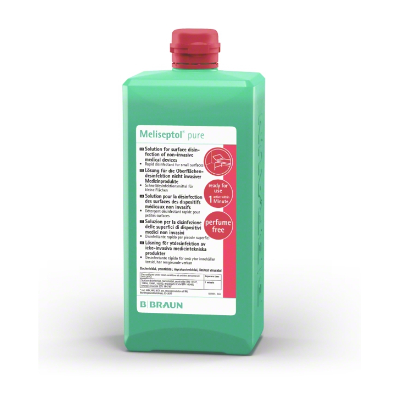 Meliseptol PURE 1 l Rundflasche Flächen- und Gerätedesinfektion, Neue Bezeichnung