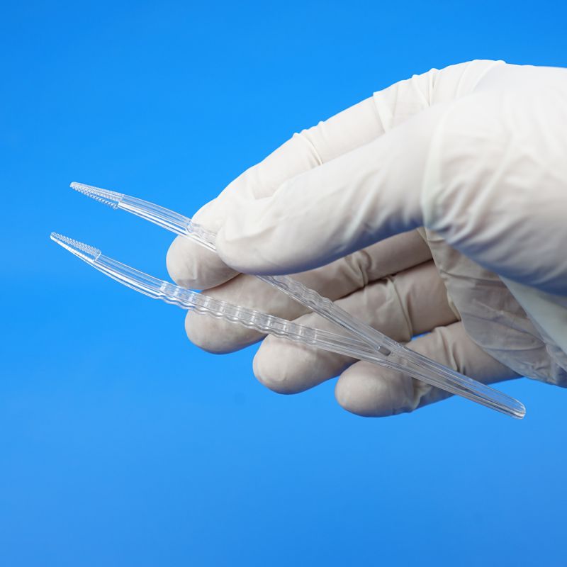 Pinzette Kunststoff, steril, transparent, Polystyrol, anatomische Form, 12,5 cm (100 Stück)